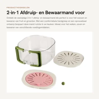 Dailygoods afdruipmand 2-in-1 15x8,5cm