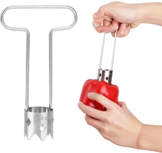 Dailygoods- Fruitboor T-Type - Roestvrijstalen Groente/Frambozenboor - Compact - 16x3,5x9,5cm - Keukenbenodigdheden - Handmatig Peperpitboorgereedschap - Groenteboormachine