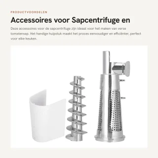 Dailygoods sapcentrifuge accessoires - vleesmolen, filtermof en mixerhulpstuk
