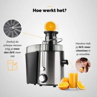 DKProducts Slowjuicer 800W Roestvrijstaal Zwart