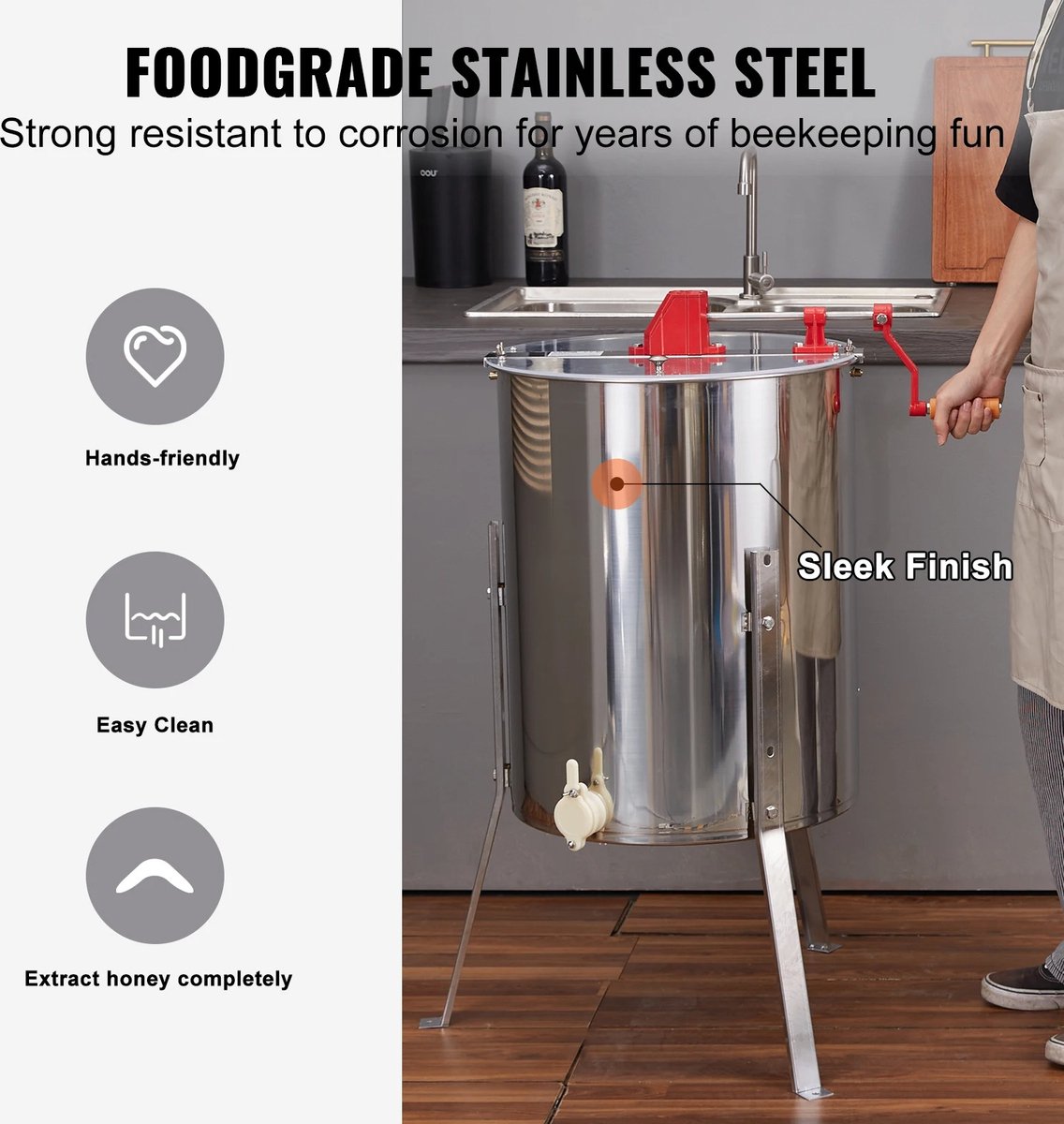 Wat vinden we goed aan de FIBILA Handmatige Honing Extractor RVS