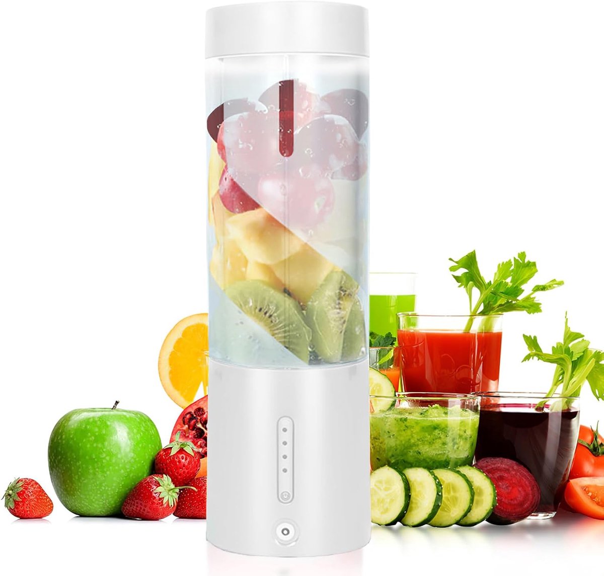 De Fruitpers USB Oplaadbaar 450 ml Wit - Juicer elektrische sapcentrifuge in één oogopslag
