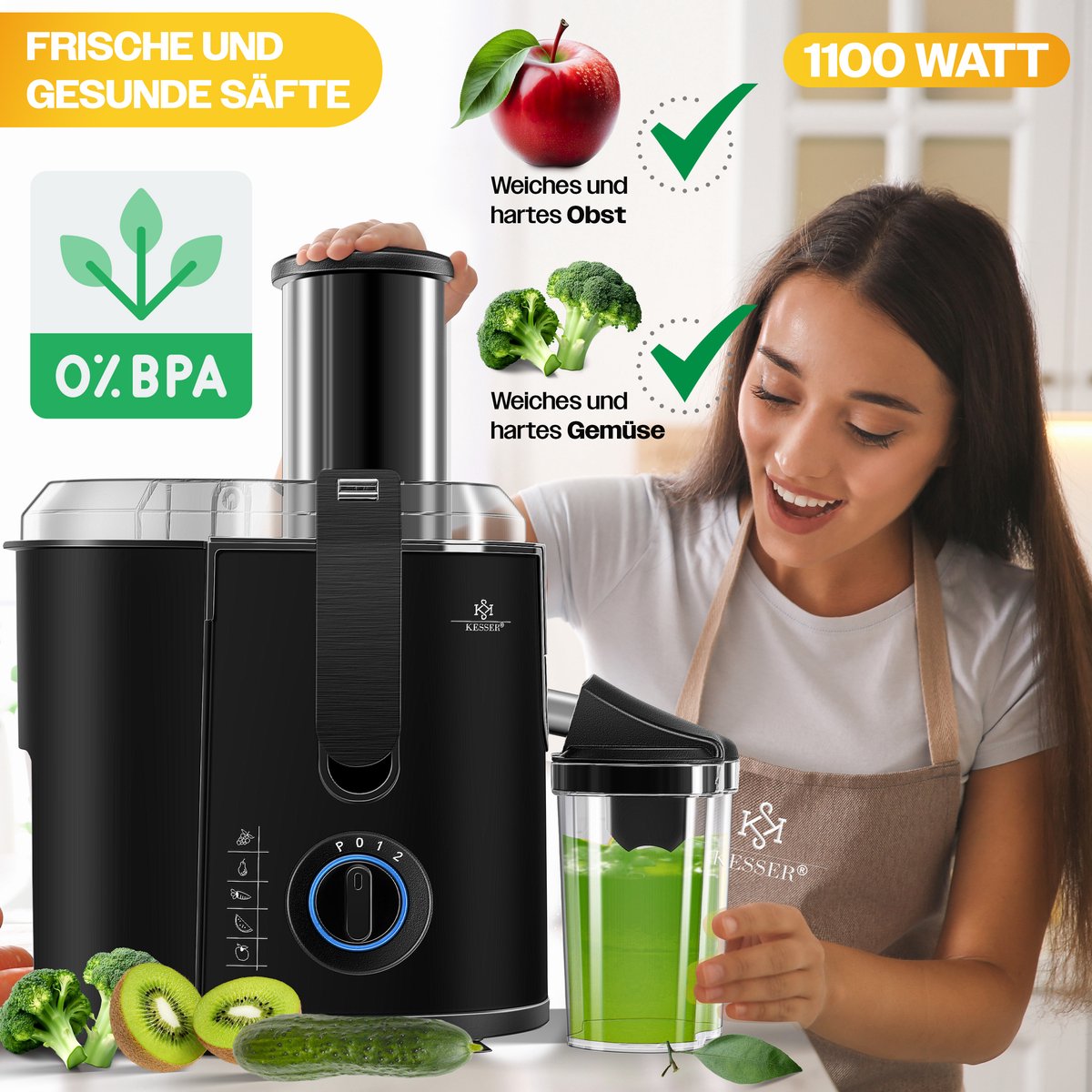 Wat vinden we goed aan de KESSER Slowjuicer 1100W sapcentrifuge zwart