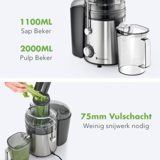 KitchenBrothers Sapcentrifuge 800W 1100ml Zwart