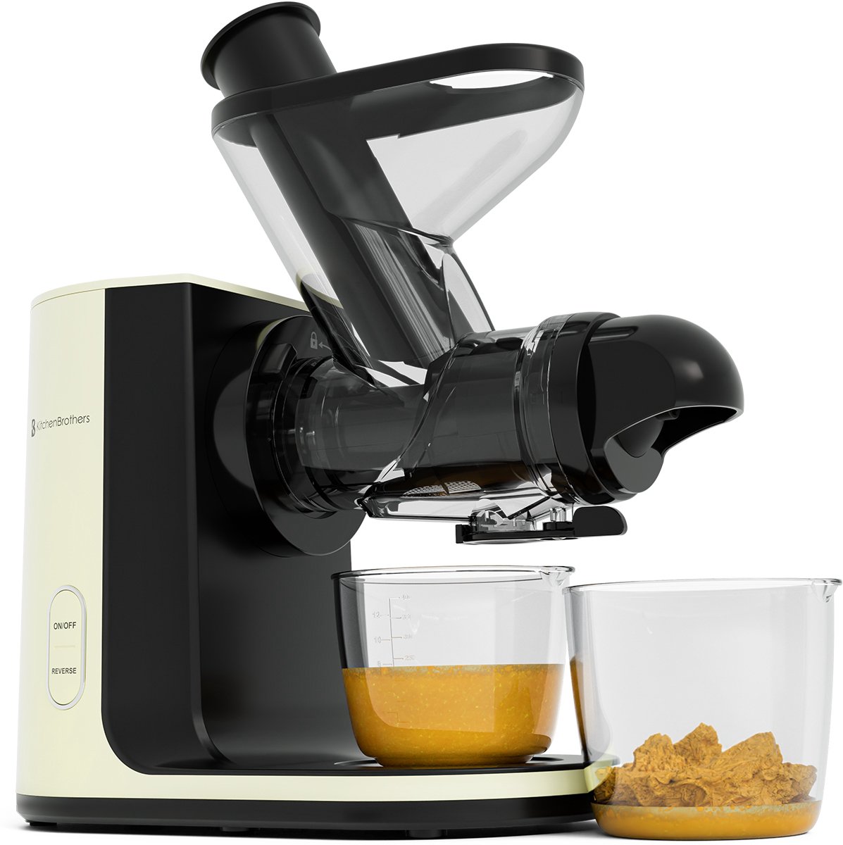 De KitchenBrothers Slowjuicer Groenten en Fruitpers Champagne in één oogopslag