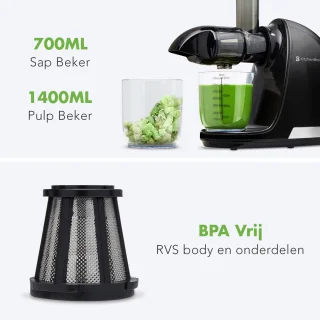 KitchenBrothers Slowjuicer Juice Maker Zwart