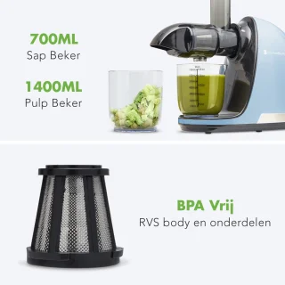 KitchenBrothers Slowjuicer Juicer 700ml Pastel Blauw
