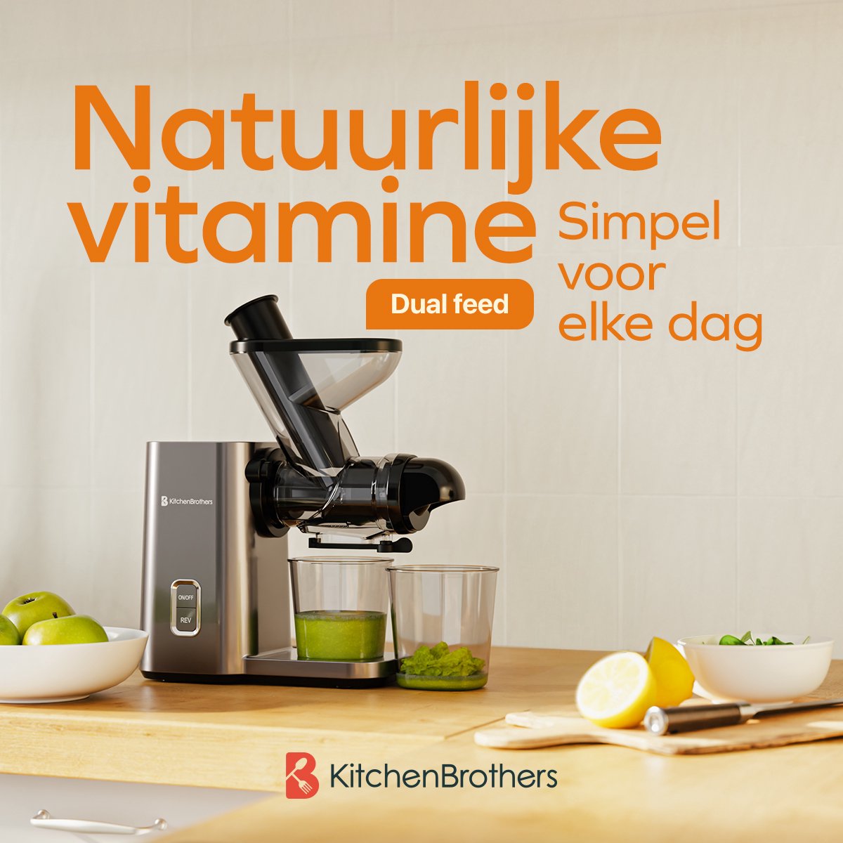 Wat vinden we goed aan de KitchenBrothers Slowjuicer Mini Groenten- en Fruitpers Grijs