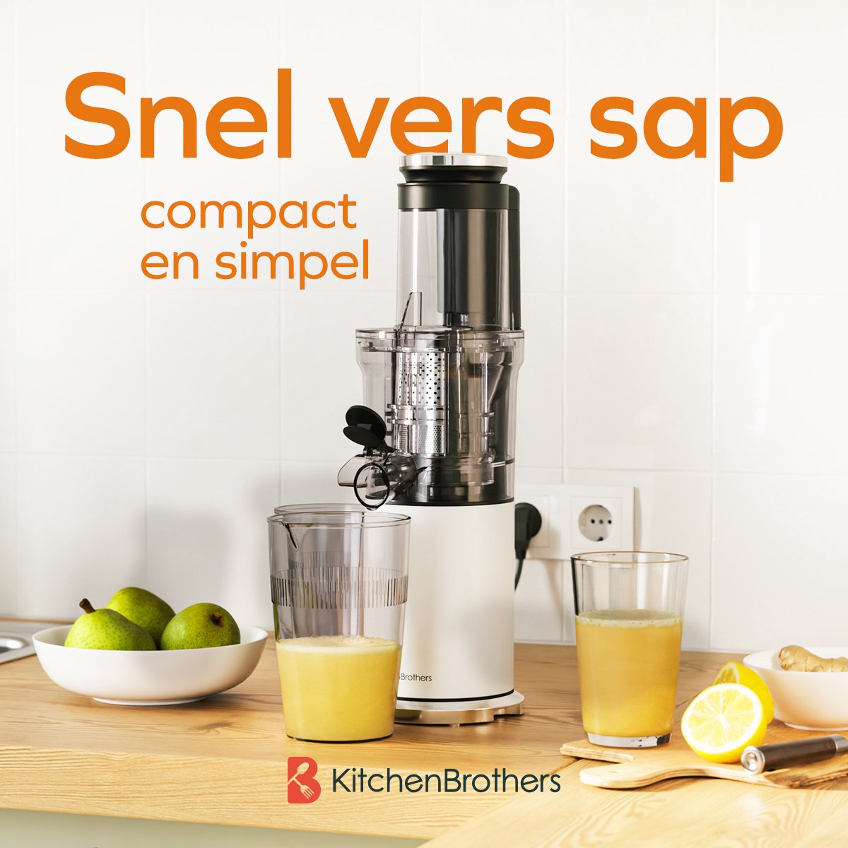 Wat vinden we goed aan de KitchenBrothers Slowjuicer Verticaal 750 ml Pearl White
