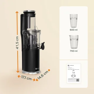KitchenBrothers Slowjuicer Verticaal 80 mm Zwart