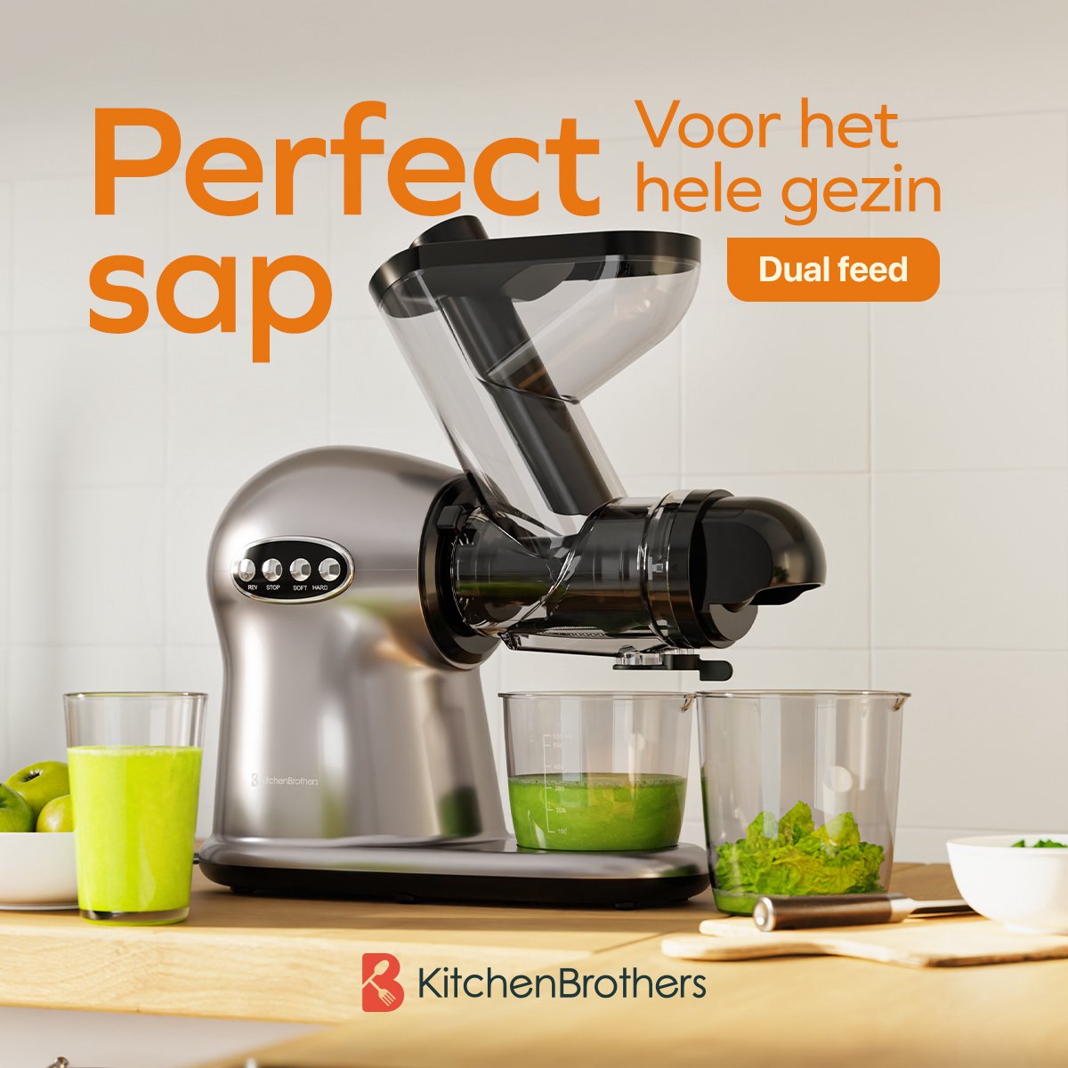 Wat vinden we goed aan de KitchenBrothers Slowjuicer XL Juicer Grijs