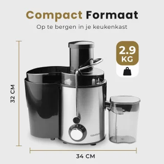 KitchenMasters Sapcentrifuge 800W met Pulpcontainer en Grote Vulopening