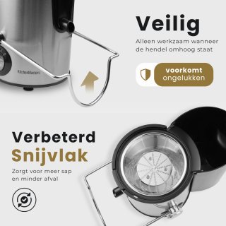 KitchenMasters Sapcentrifuge 800W met Pulpcontainer en Grote Vulopening