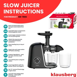 Klausberg KB-7866 Slow Juicer Zwart/Zilver