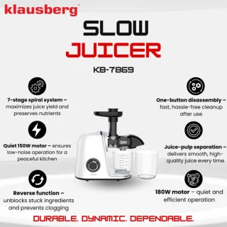 Klausberg Slow Juicer 150W Wit 700ml