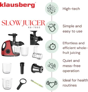 Klausberg Slow Juicer KB-7865 Kersenrood 700ml