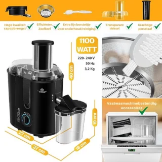Luxe Slowjuicer Blender Sapcentrifuge 1100W Zwart