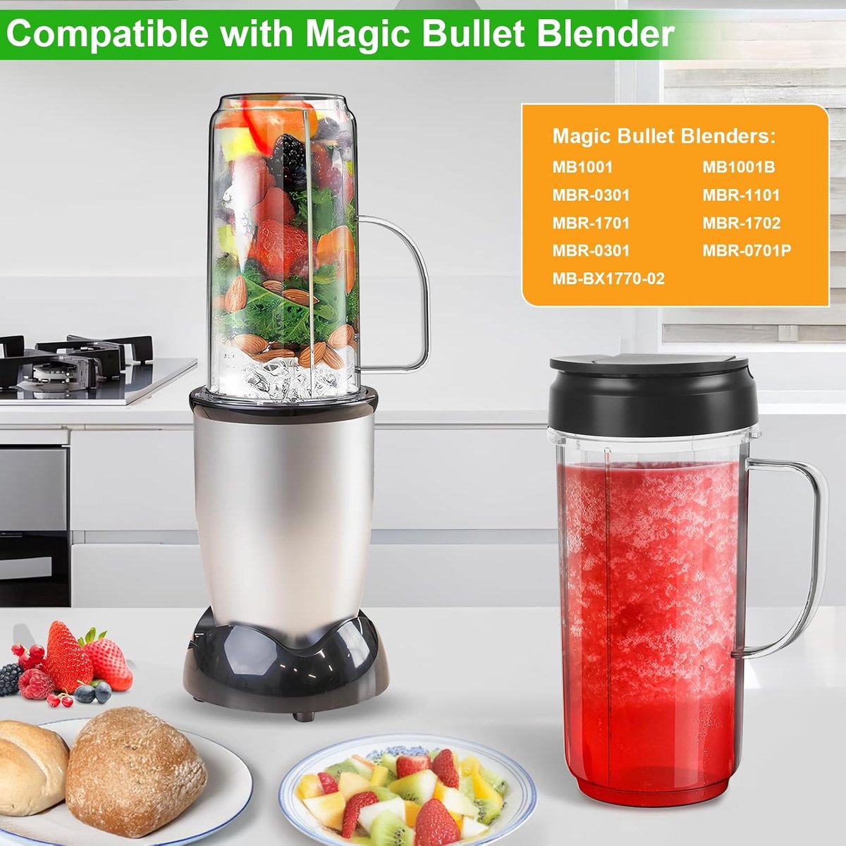 Wat vinden we goed aan de Magic Bullet 22 oz Blenderbekers 2-pack met Klapdeksel en Handgreep voor MB1001