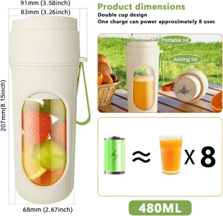 Mini milkshake-maker draagbare blender 450 ml groen