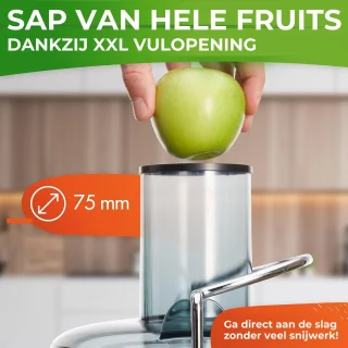 Nutrilovers QUICK-JUICER roestvrijstalen fruit- en groentepers XXL 800W