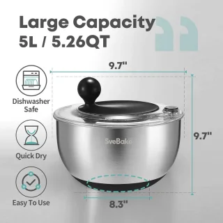 Premium 5,3-Qt Roestvrijstalen Slacentrifuge