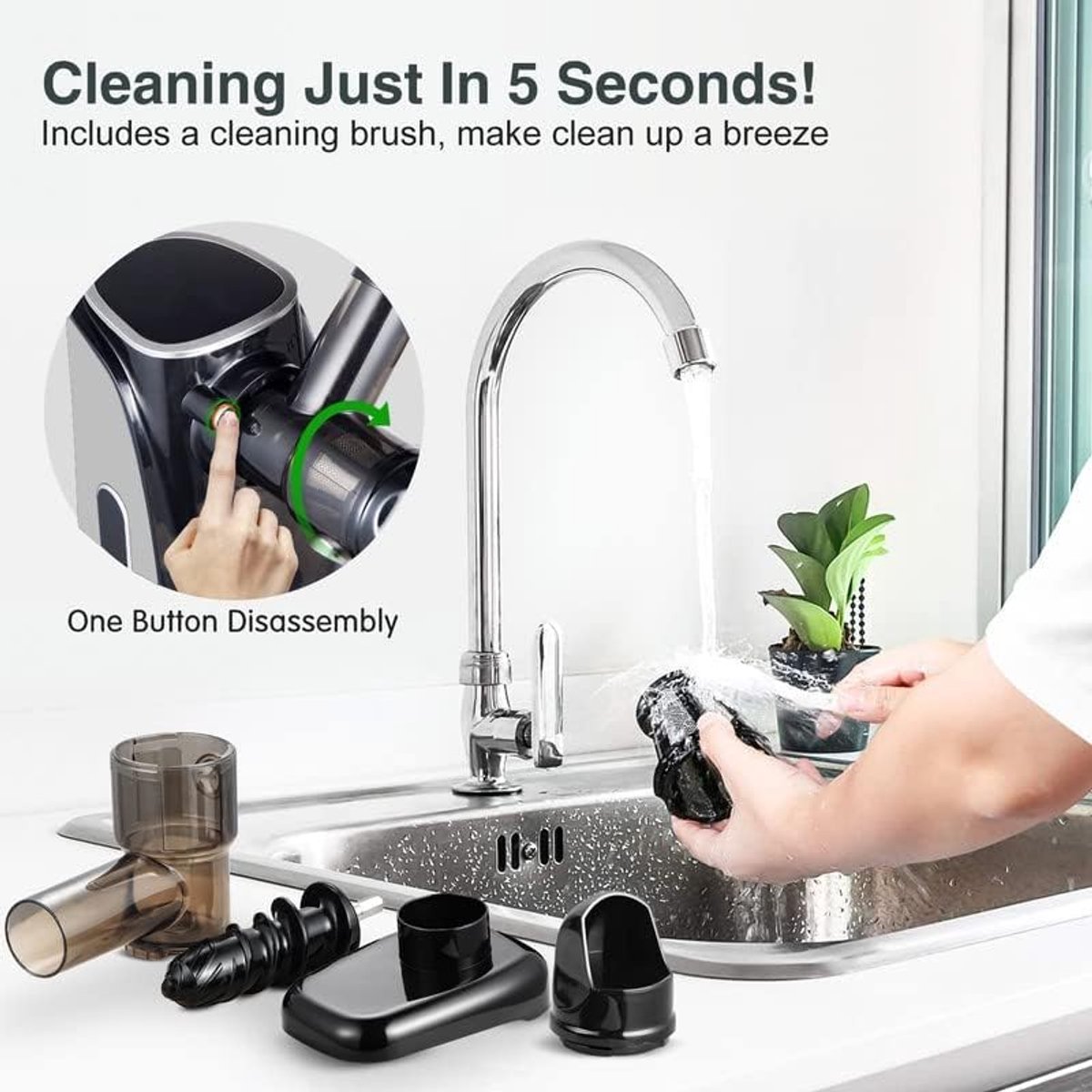 RFWR Slow Juicer met 2 Snelheidsmodi en Reisflessen 500 ml