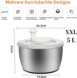 Roestvrijstalen slacentrifuge 5 L