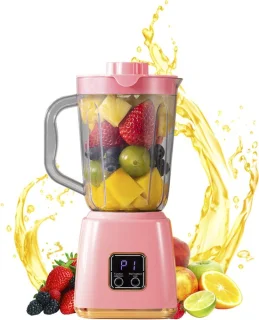 Roze fruitpers, sapcentrifuge en smoothiemaker