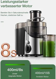 RVS Groente en Fruit Pers 400W Centrifugaal 3 Snelheden Zilver
