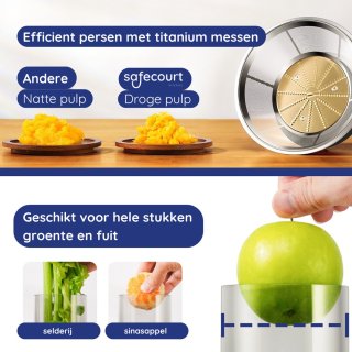 Safecourt Kitchen Sapcentrifuge 1200W Groente & Fruit Juicer