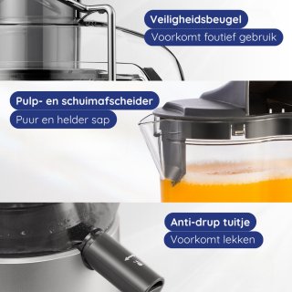 Safecourt Kitchen Sapcentrifuge 1200W Groente & Fruit Juicer