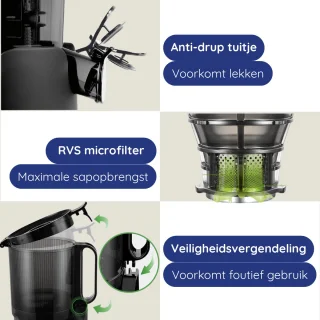 Safecourt Kitchen Sapcentrifuge Slowjuicer Zwart