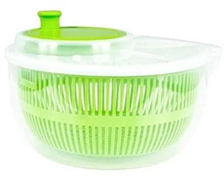 Saladecentrifuge met zwengel en schenktuit