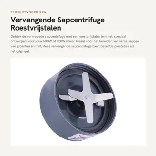 Sapcentrifuge vervangend roestvrijstalen lemmetbasis geschikt voor 600/900W mixer