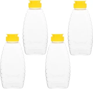 Set van 4 Plastic Sappen- en Honingflessen 500 g