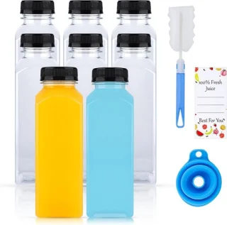 Set van 8 herbruikbare 400ml plastic flessen