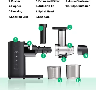 Slowjuicer 150W met 450ml pulpcontainer