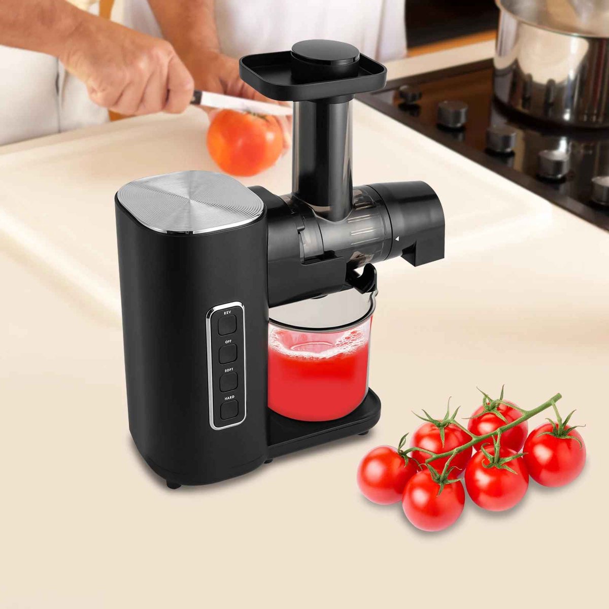 De Slowjuicer Elektrisch Sapcentrifuge Grote Capaciteit in één oogopslag