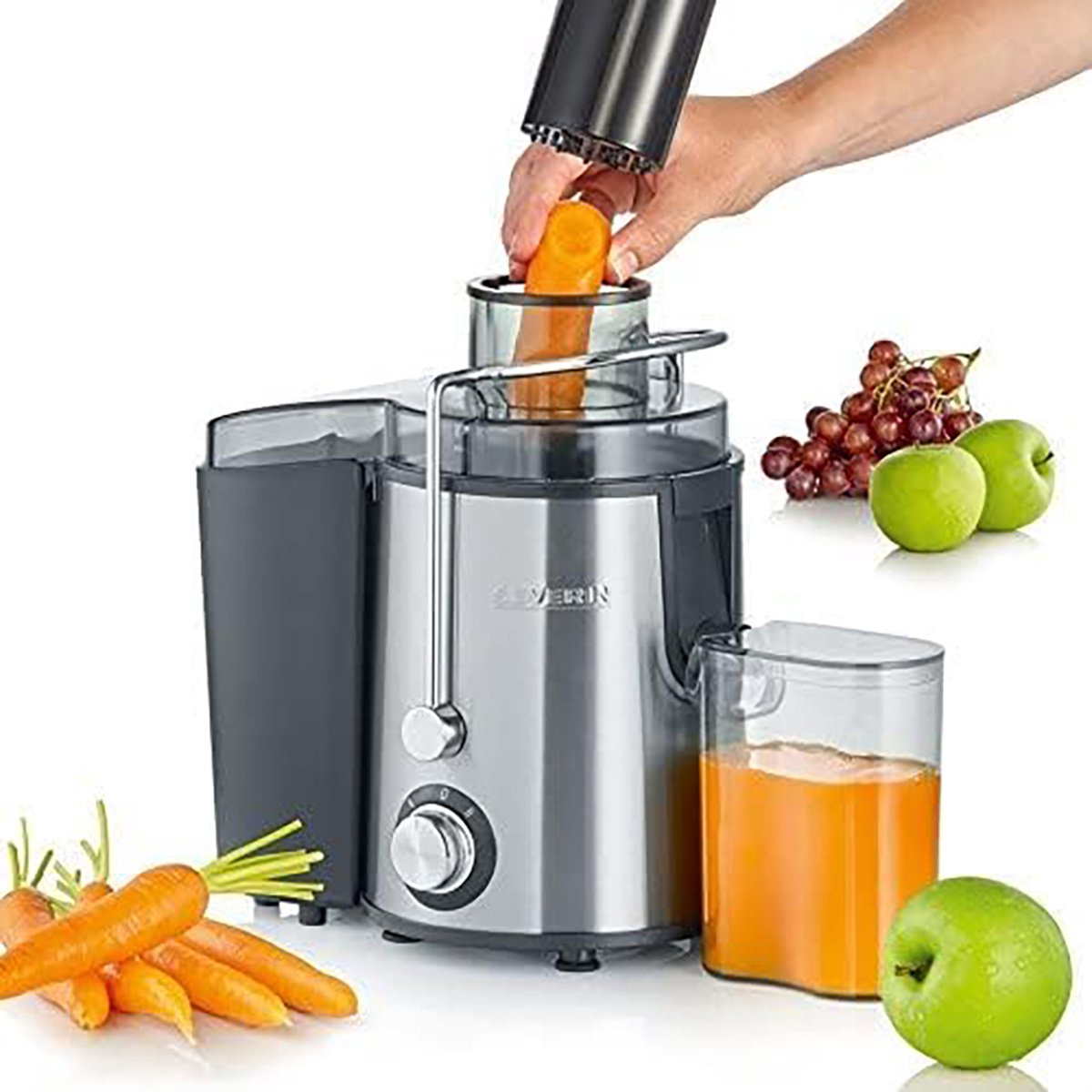Wat vinden we goed aan de Slowjuicer Groenten en Fruit Zwart met Pulpcontainer