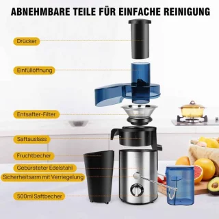 Slowjuicer Sap Centrifuge 1000W 65mm Invoer 2 Snelheden