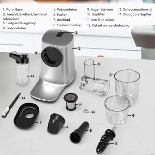 Slowjuicer Sapcentrifuge 2 Snelheden Omkeerfunctie