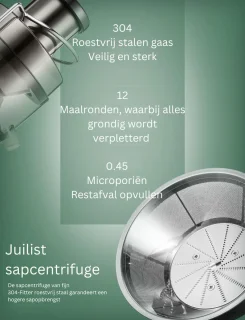 Slowjuicer Sapcentrifuge 3 Instellingen Met Reinigingsborstel