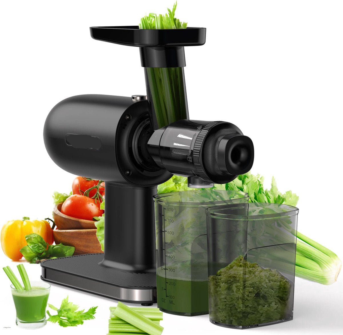 De Slowjuicer Sapcentrifuge Cold Press Zwart in één oogopslag