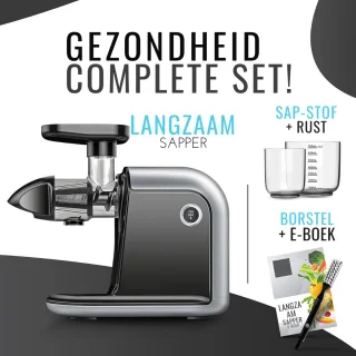 Slowjuicer Sapcentrifuge Zwart Inclusief Borstel en EBook