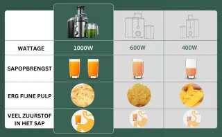 Slowjuicer XL 800W met 2L Pulpbak en 1.1L Schenkkan