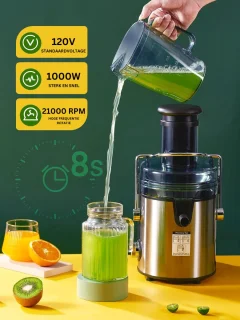 Slowjuicer XL 800W met 2L Pulpbak en 1.1L Schenkkan