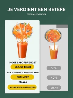 Slowjuicer XL 800W met 2L Pulpbak en 1.1L Schenkkan