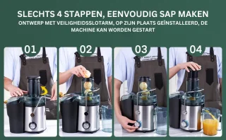 Slowjuicer XL 800W met 2L Pulpbak en 1.1L Schenkkan