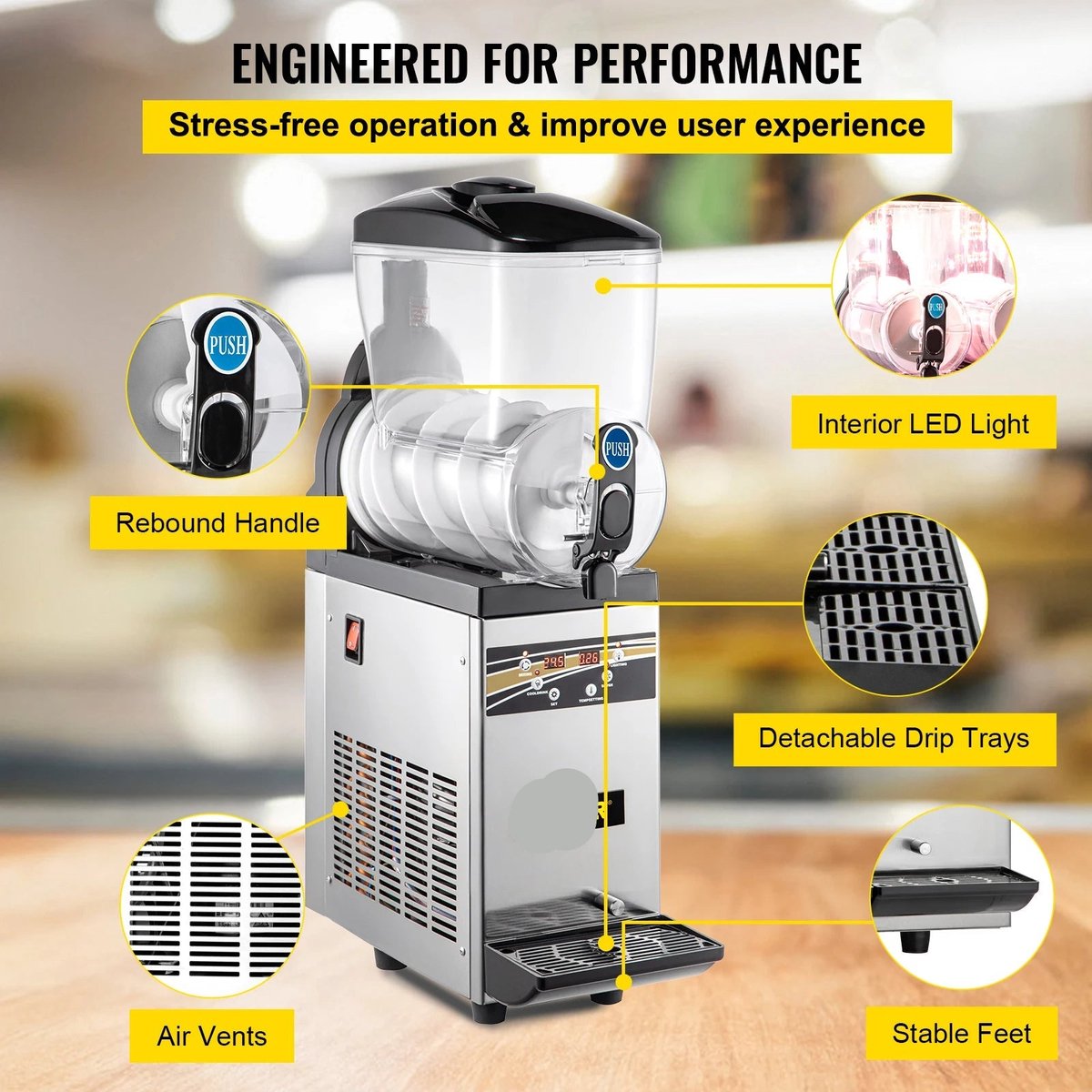 Wat vinden we goed aan de Slushmachine 15L 500W Compressor