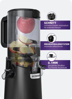 SnelShoppen slow juicer voor hele fruit en groenten